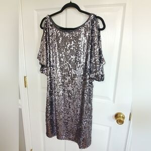 Aidan Silver Sequin Mini Dress Party Event Cocktail Special Occassion Elegant